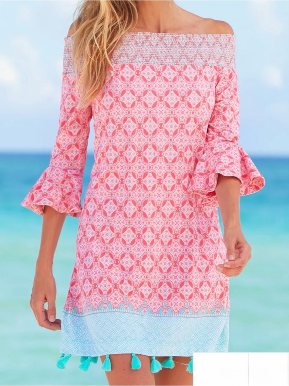 Cabana life Coral Tides Off the Shoulder Dress size M